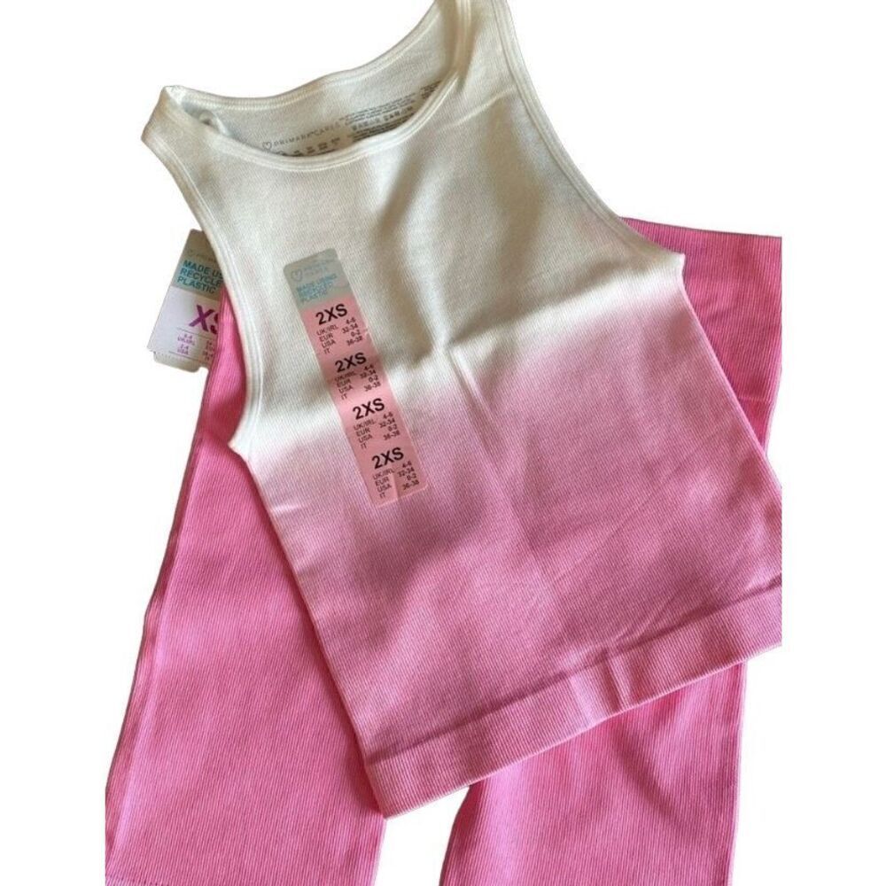 Primark women’s NWT ribbed seamless, pink, athletic set S/XS ￼